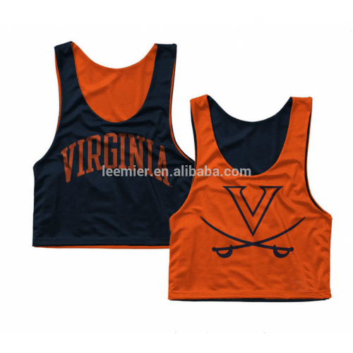 Custom made mesh sports orange reversible lacrosse pinnies